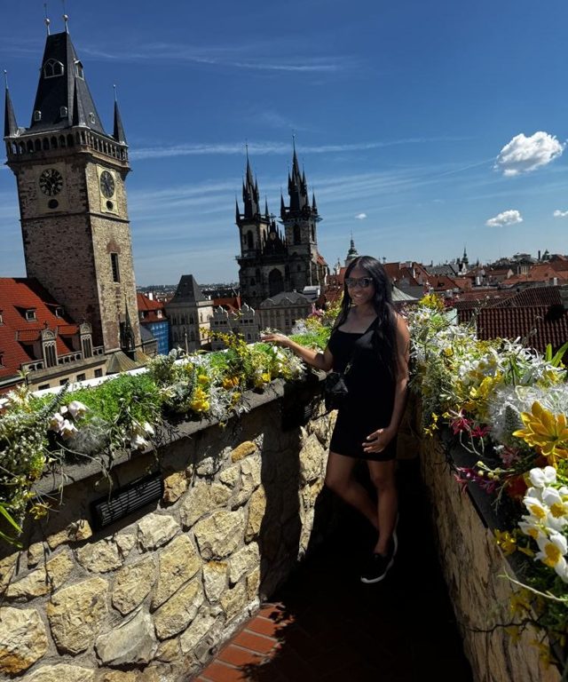Tanika Hall on a rooftop terrace in Prague